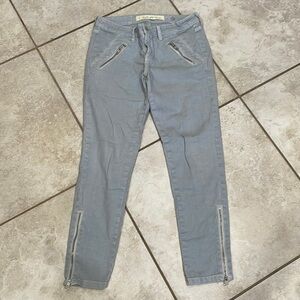 Anthropologie Daughters of The Liberation Baby Blue Zip Ankle Moto Crop Jeans 28